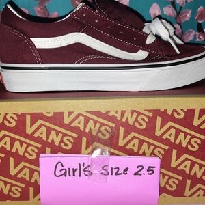 Vans Maroon and White Classic Sneakers
